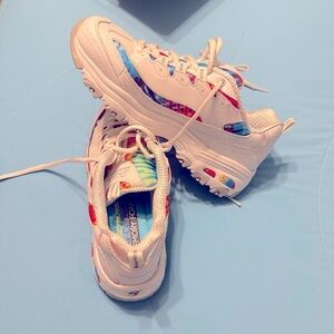 Skechers White and Blue Sneakers with Cushioned Sole